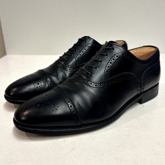 VERY GOOD Alfred Sargent x Brooks Brothers Oxford Cap Toe Bal Black Calf 9 - Picture 1 of 12